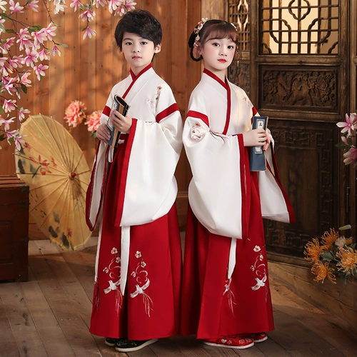 Детское красное ханьфу для мальчиков, костюм для раннего возраста