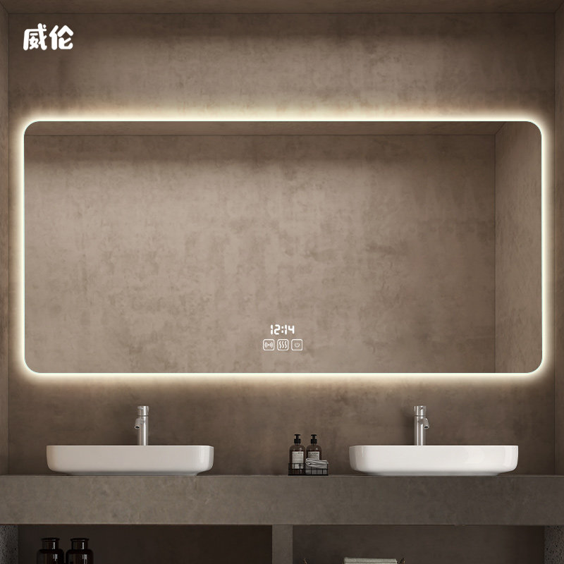 Gương phòng tắm thông minh treo tường có đèn LED Gương phòng tắm có màn hình cảm ứng Gương phòng tắm treo tường nhà tắm