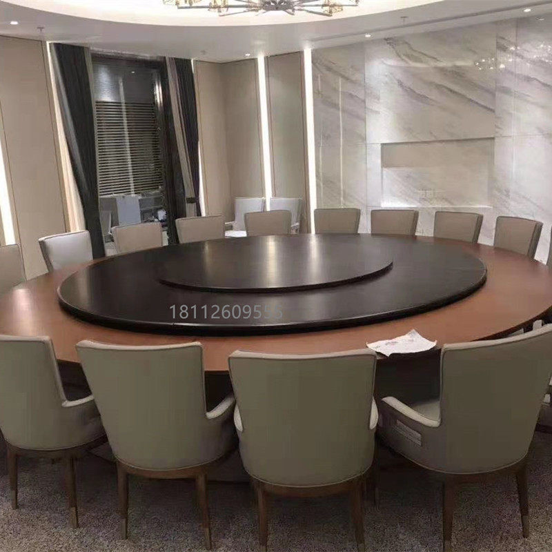 New Chinese-style hotel multi-seat electric dining table modern minimalist hot pot table automatic turntable large round table furniture customization
