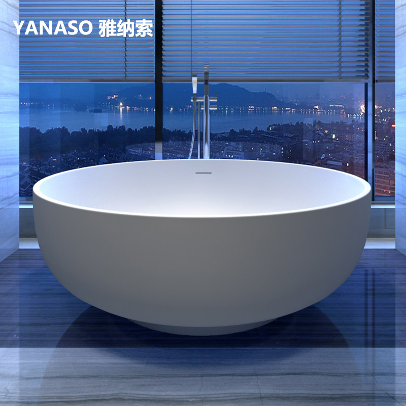 Janasso artificial stone bathtub independent type home large bathtub round hotel Biathlon Beautiful Stone Crystal Jacuzzi Tub