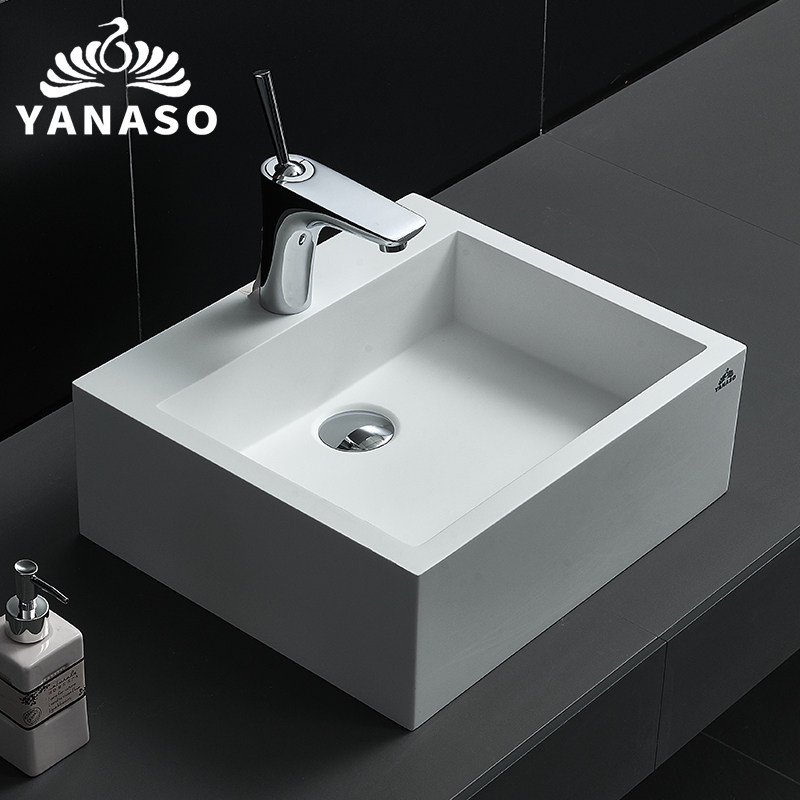 Yanaso artificial stone table basin Modern simple wash basin square basin Single basin wash basin Hotel household