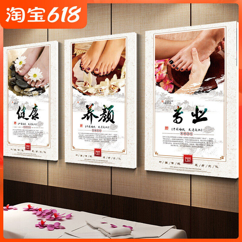 Foot Therapy Shop Wellness Museum Decoration Painting Foot Bath Wall Painting Traditional Chinese Medicine Massage Parlor Wall Sticker Hanging Painting Amoxibustion Cupping Wall Chart