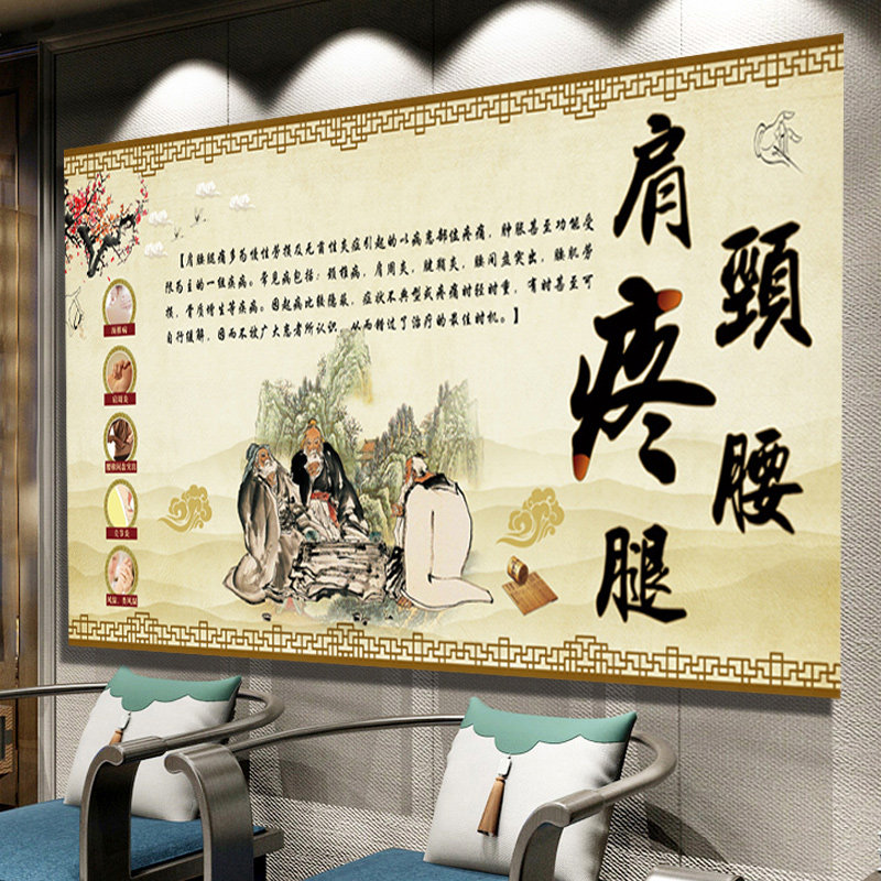 Shoulder Neck Waist Leg Pain Traditional Chinese Medicine Health Preservation Hall Decoration Physiotherapy Wall Chart of Moxibustion Pictures Posters Propaganda Painting Beauty Salon