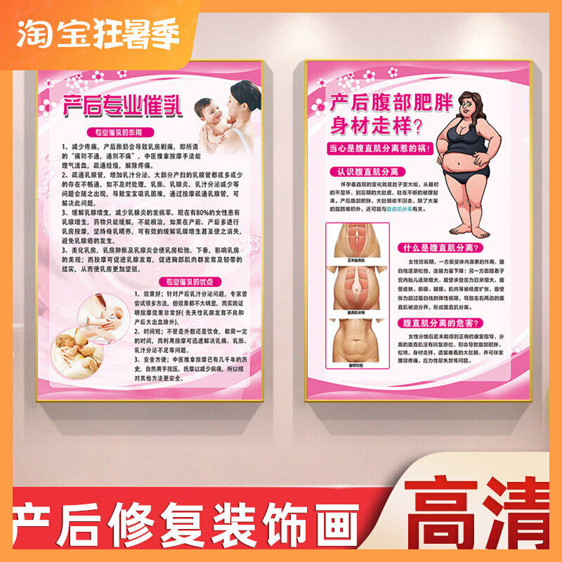 Beauty Salon Postnatal Repair Propaganda Poster Wall Stickup Painting Postpartum Pelvis Restoration Full Moon Sweating Pelvic Floor Muscle Hanging Painting