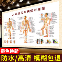 Human acupoint map Chinese medicine acupuncture moxibustion human Meridian acupoint map large wall map massage full body massage poster