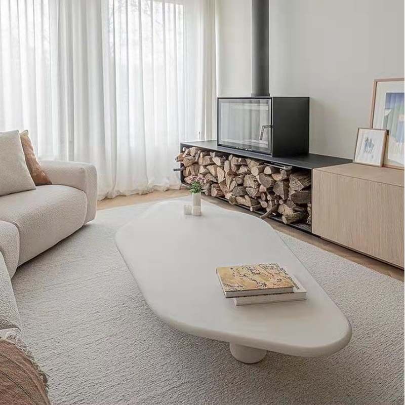 Nordic Modern-Silent Wind Tea Table Destitute Cream Wind Living Room Profiled Cloud Donavia Solid Wood Irregular Table