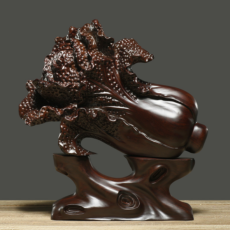 Ebony wood carved cabbage ornaments solid wood home baicai ruyi craft gift decoration decoration office living room opening gifts