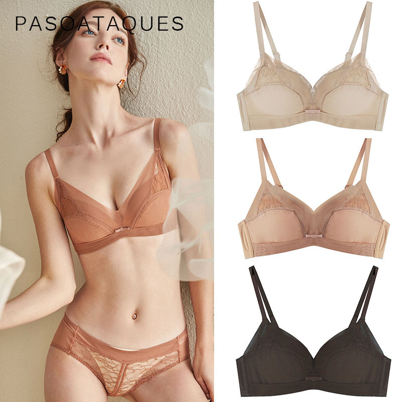 pasoataques Sexy Lace Sexy Lace Small Chest Poly Underwear Girl No Steel Ring Slim Adjustable Underwear