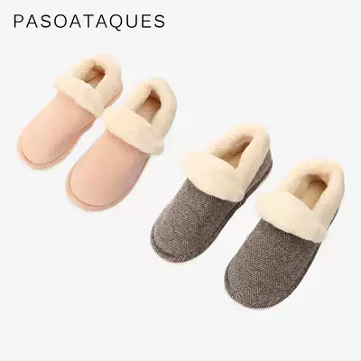 Home warm all-inclusive with cotton slippers can be worn outside the foot hair postpartum non-slip bottom male and female couples home