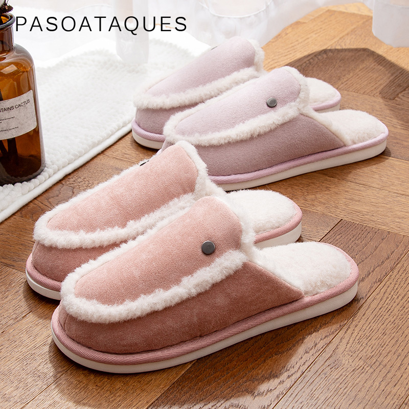 Cotton slippers Home Autumn Winter lovers Home A pair of mesh red hominin diners thick bottom kitchen Waterproof Nordic Indoor