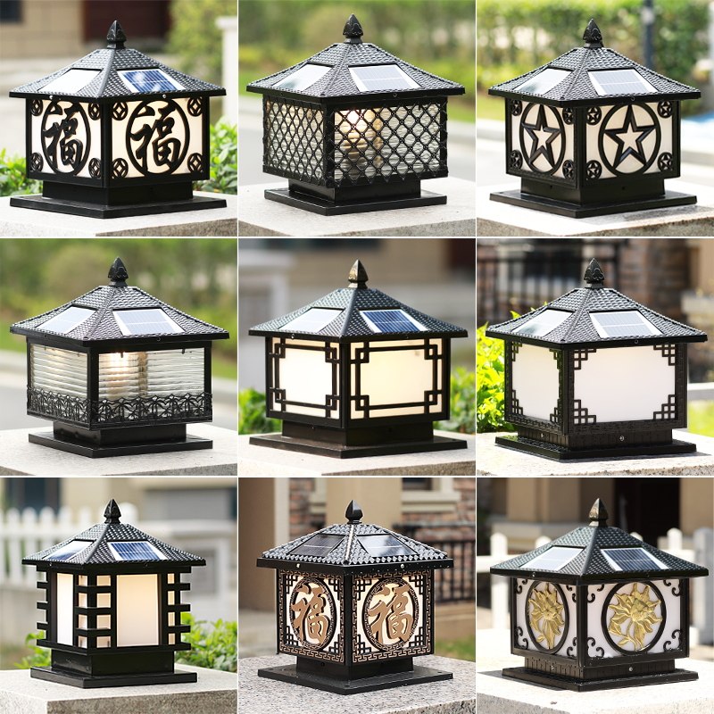 Solar Column Head Lamp Outdoor Waterproof Villa Courtyard Lamp Super Bright Outdoor Garden Wall Column Lamp Wall Head Door Column Lamp