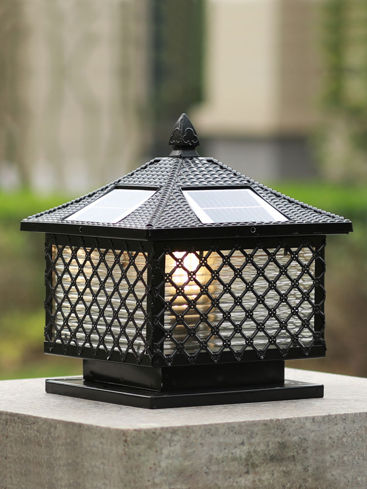 Solar pillar lamp villa courtyard lamp outdoor waterproof fence lamp outdoor garden gate pillar pillar lamp