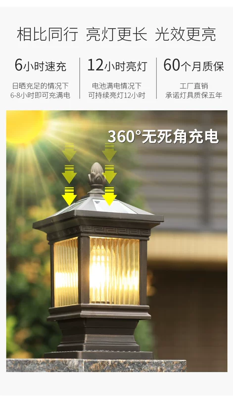giá đèn năng lượng mặt trời 40w Đèn trụ tường năng lượng mặt trời mới phong cách Trung Quốc đèn trụ ngoài trời đèn sân vườn ngoài trời không thấm nước biệt thự sân trong đèn đèn trang trí năng lượng mặt trời đèn năng lượng sân vườn