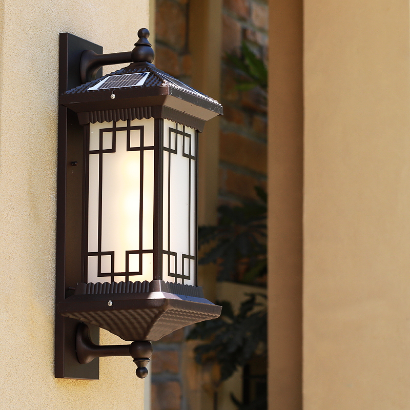 Solar wall light waterproof outdoor new Chinese style garden patio aisle gate light outdoor waterproof rural garden light