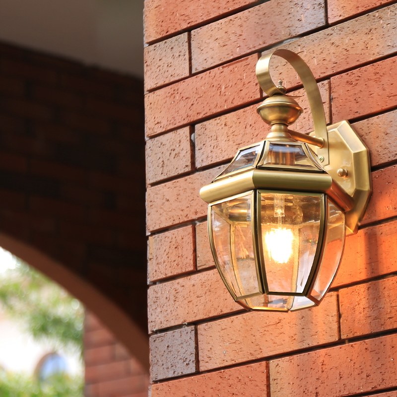 Outdoor copper lamp waterproof simple garden corridor aisle stairs balcony wall lamp outdoor landscape villa gate wall lamp