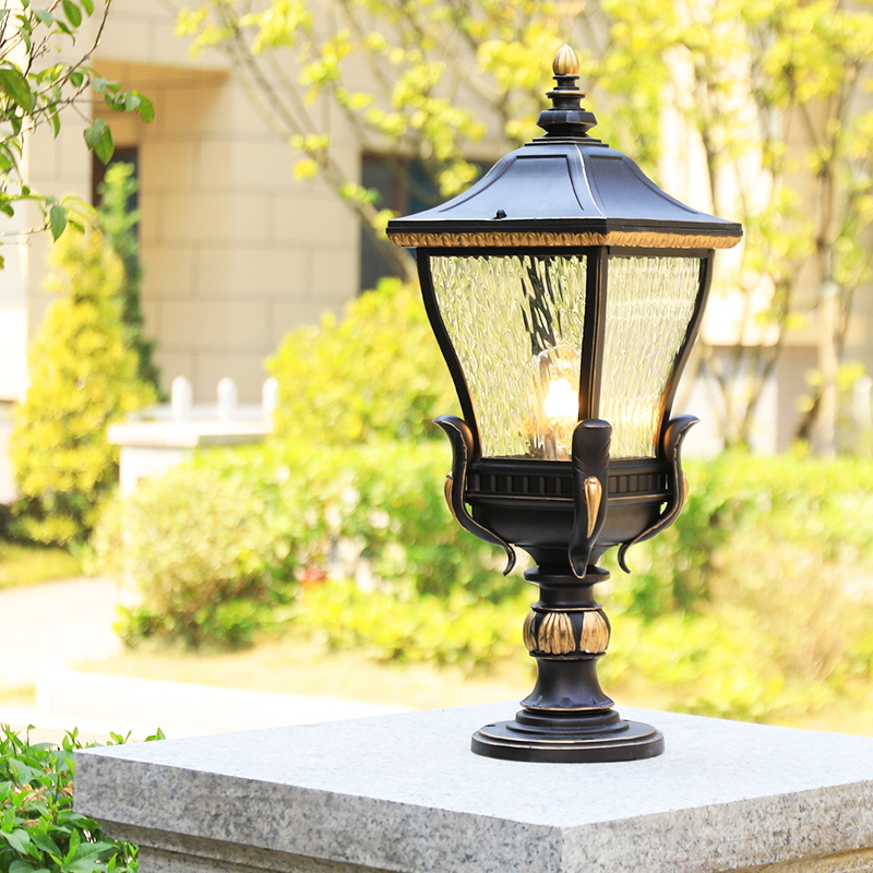 Outdoor European style stud lamp simple waterproof garden door pier wall head light American outdoor villa courtyard wall lamp