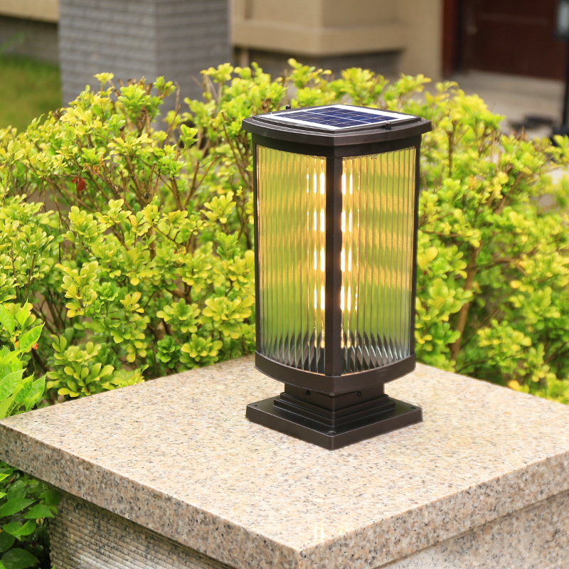 Solar column headlights Chinese style outdoor home gate wall light outdoor minimalist waterproof patio wall head door column lamp