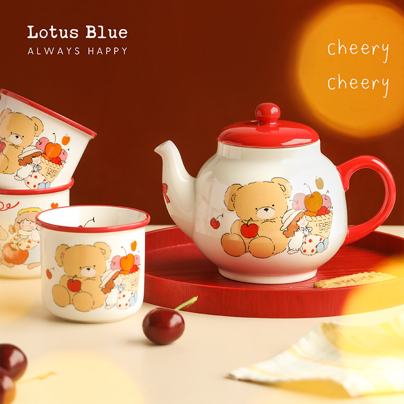 Blue Lotus Ceramic Tea Set Water Cup Whole Suit Living Room Tea Set Home Integrated Tea Tray Office Tea Table-Taobao