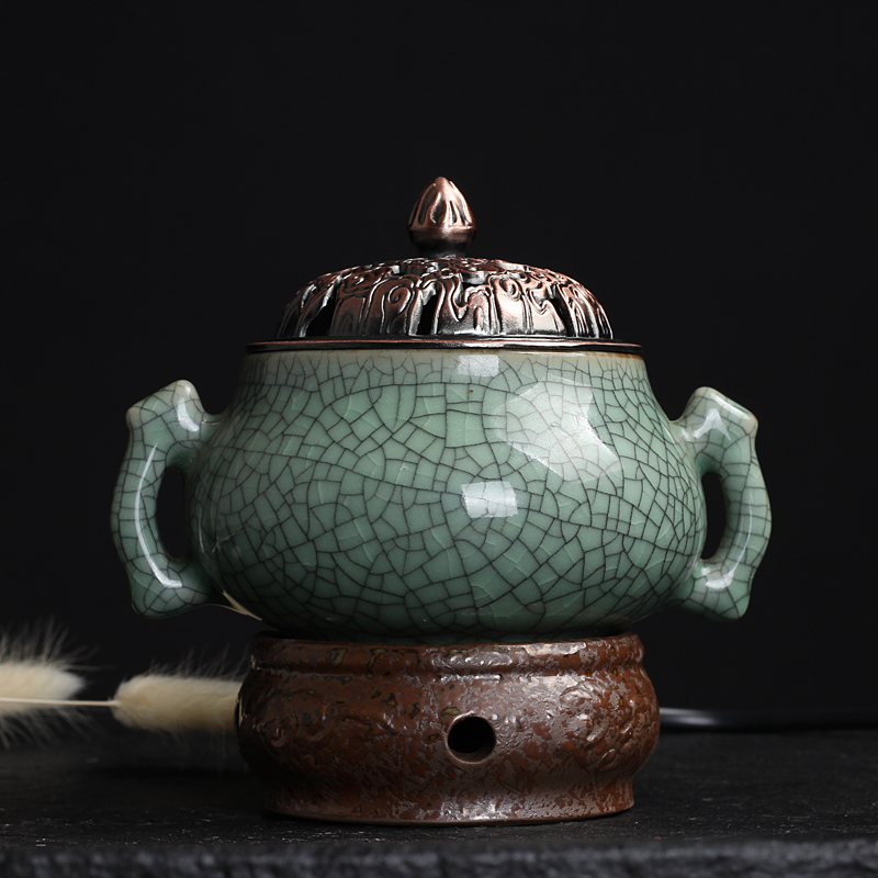 Electronic smoked incense buner sweet fume furnace electric censer timing temperature dry powdered ceramic aloes essential oil etc