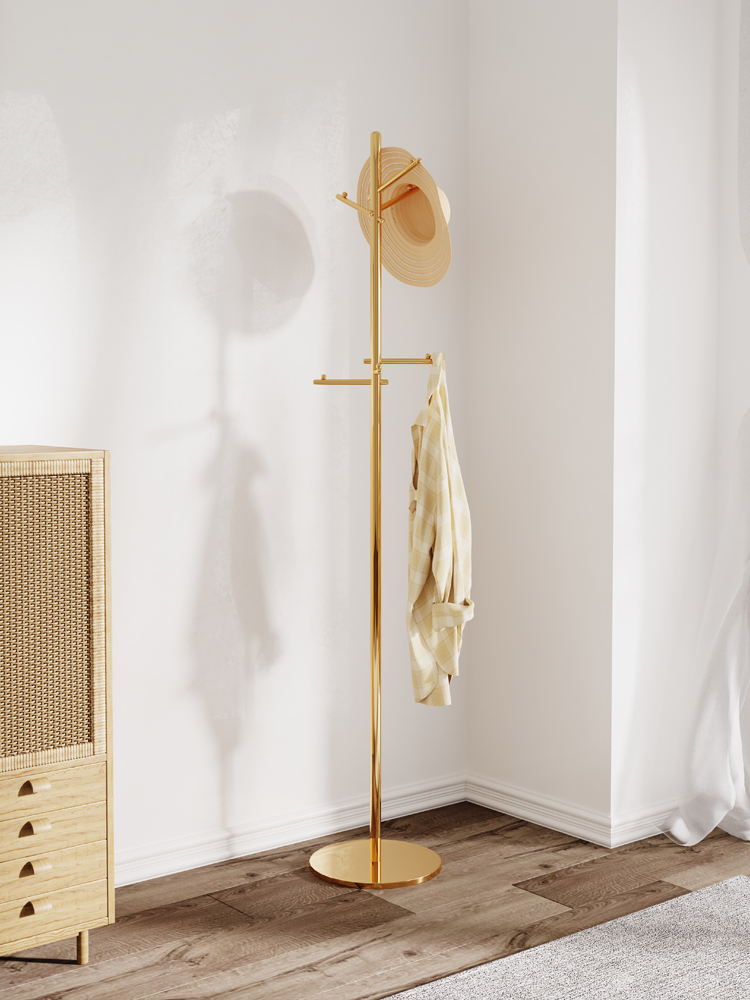 Nordic light luxury coat rack floor hanger bedroom vertical household small simple modern net red hanging bag pole