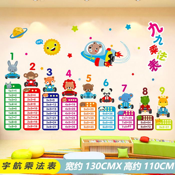 Aerospace Multiplication Table Sk9316Cartoon Early education vehicle vehicle Wall stickers Children's room baby bedroom kindergarten arrangement Wall sticker vehicle Stickers
