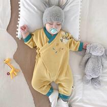 Baby One-piece Clothing Spring Autumn Winter Baby Open Gear Climbing Suit Newborns No Mark Khaama Long Sleeve Long Pants Pure Cotton Underwear