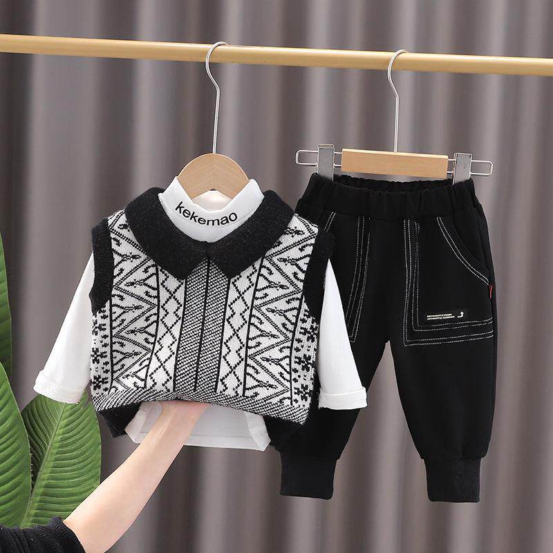 Baby spring clothing suit Three sets of 2022 new boy foreign Machia knit infant shirt sweaters trend