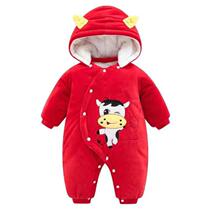 Newborn baby clothes ultra-ocean qi male and female baby conjoined plus suede New Year clothing New Years Eve festive red winter