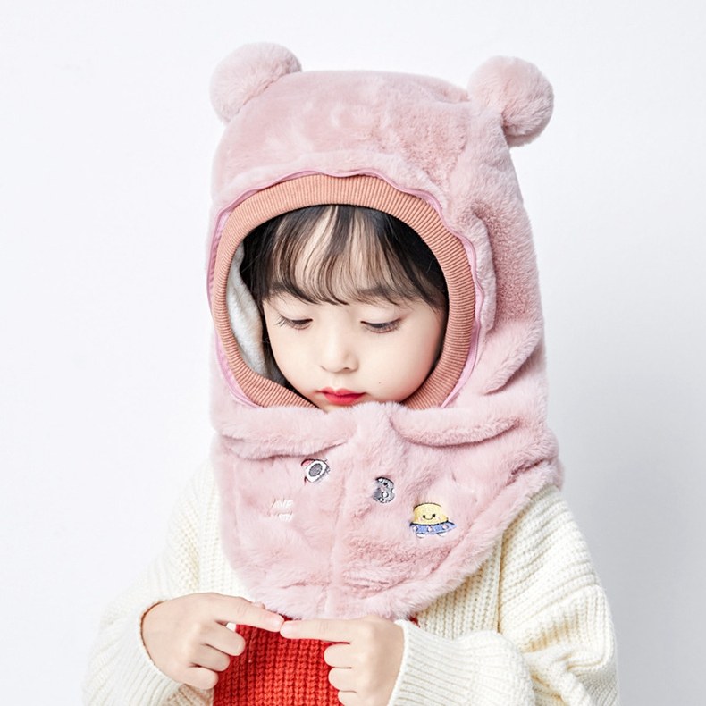 冬季儿童帽子围脖一体挡风套头护耳帽防护面罩男女宝宝防寒保暖帽详情5