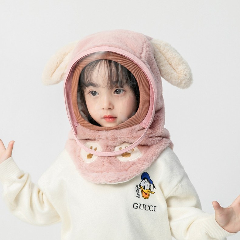 冬季儿童帽子围脖一体挡风套头护耳帽防护面罩男女宝宝防寒保暖帽详情22