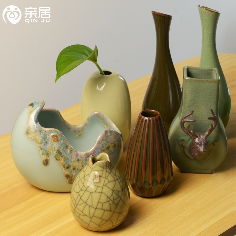 Pro-living creative ornaments living room celadon small vase home handmade decorations hydroponic container flowers flower vase