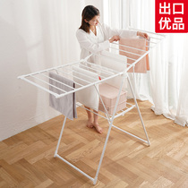 SHESHOME clothes rack Floor folding clothes rack Stainless steel simple indoor balcony mobile airfoil drying rack