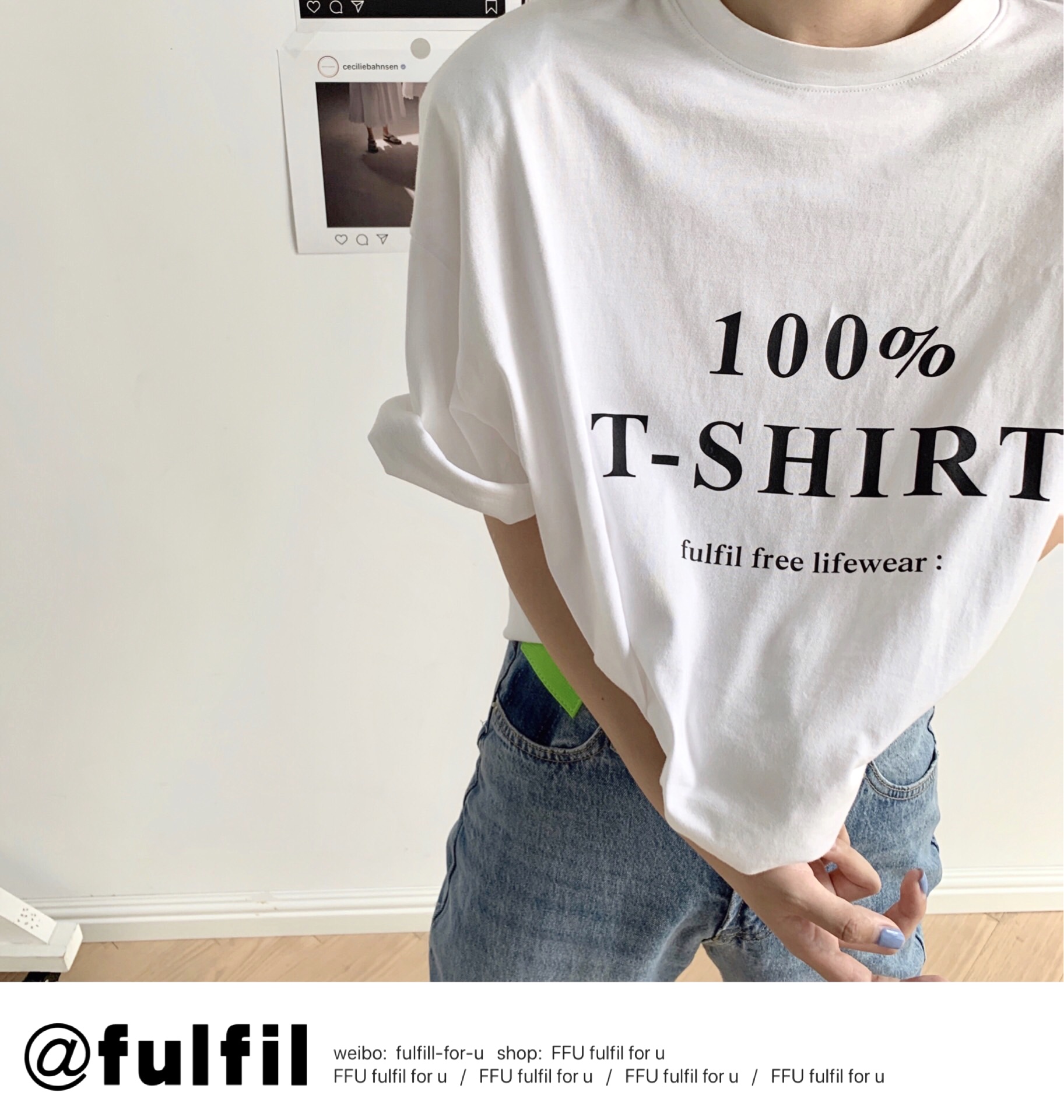 FFU T-shirt female summer short sleeves new women's white 100 hitch wave loose Korean version of the long version of the blouse
