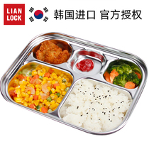  Joint buckle Korean imported childrens tableware 304 stainless steel deepened grid plate Infant anti-fall fruit plate
