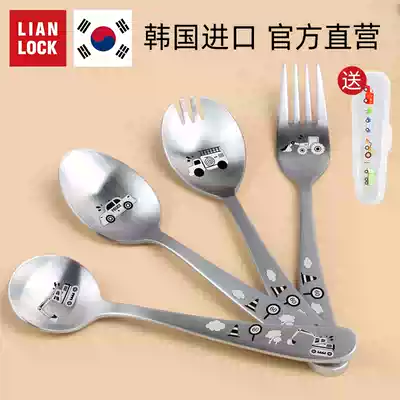 Joint buckle Korean original imported children's tableware cartoon car spoon Fork stainless steel primary school student fruit fork