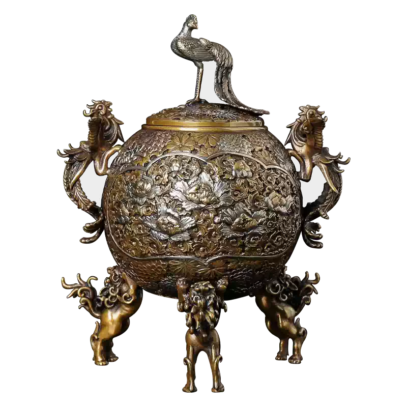 手工日本高岡香爐喜泉堂玉孔雀香薰爐村田宏手作香爐