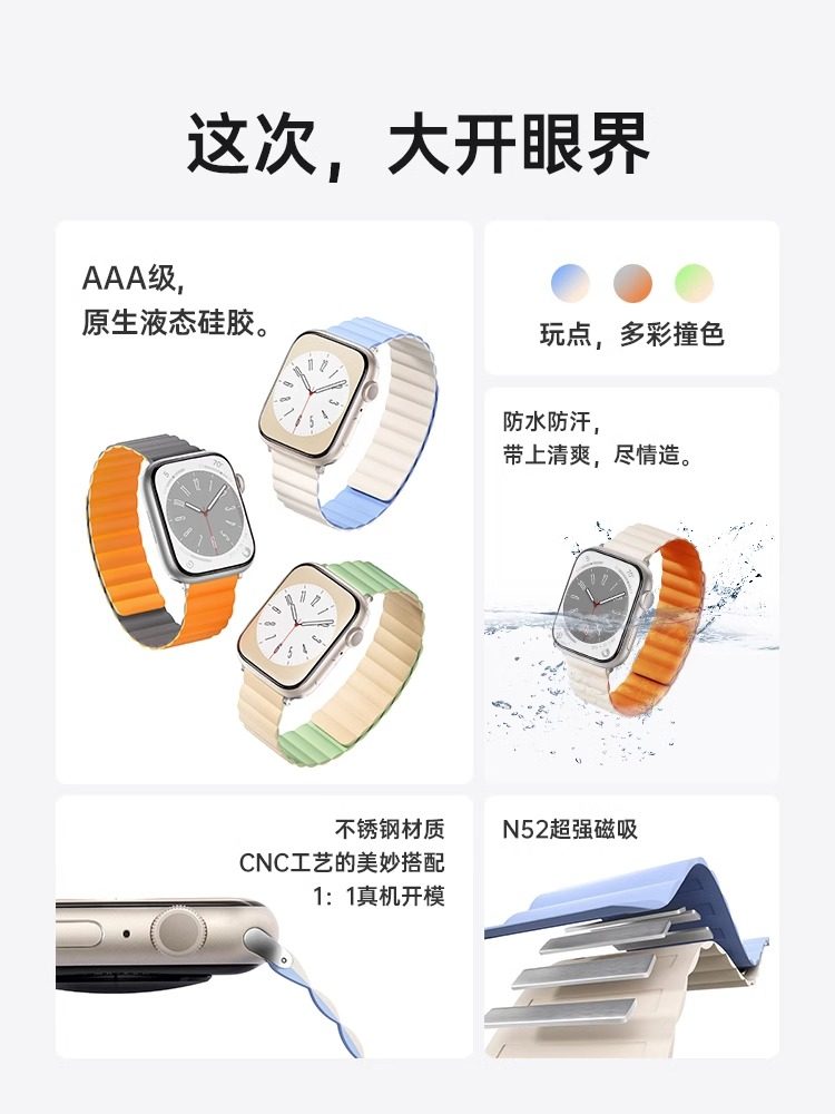 S10 Watch Iwatch8 Strap Applewatch9 Magnetic S8 Silicone S7 Summer Ultra Men's Se New Sports Creative 7 Women's S6 Protective Case Iphonewatch Premium
