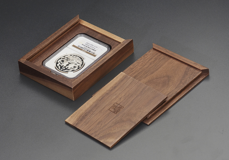Old bank black walnut solid wood NGC Huaxia Baocui Hualong Zhongcheng rating coin single collection protection box