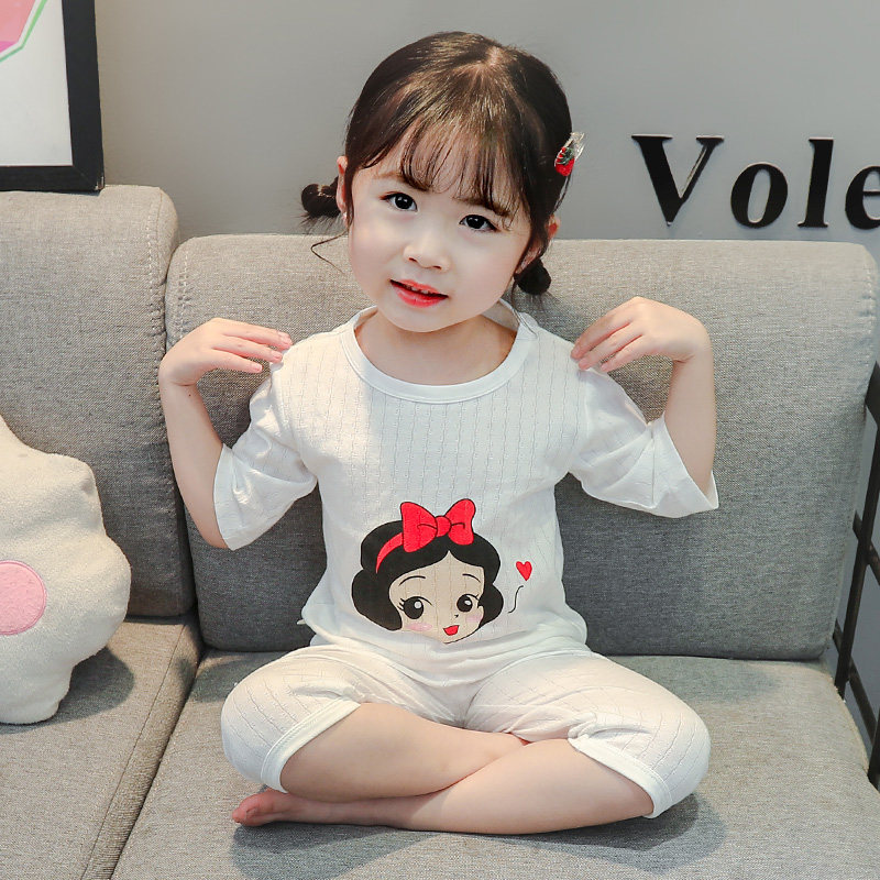 Child Sleepwear Summer Thin cotton 3 year old girl baby girl summer boy cute princess air conditioning home conserved