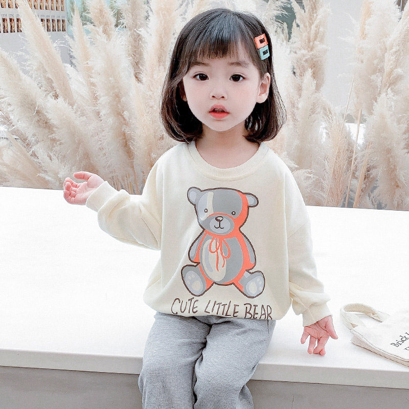 Girls' sweater spring and autumn pure cotton thin section 2022 new children's 3-year-old baby girl autumn foreign style tops for children