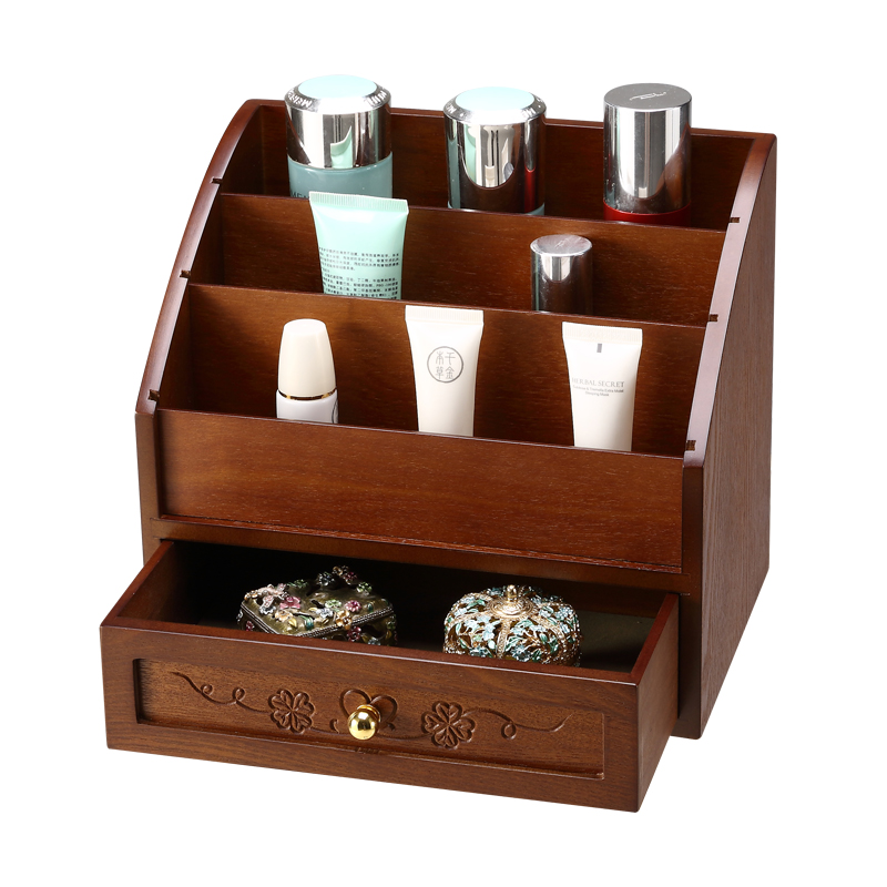 ZG Wood Quality Makeup Boxes Wooden Cosmetics Containing Boxes With Drawer Tabletop Finishing Dressers Dressers desktop containing boxes