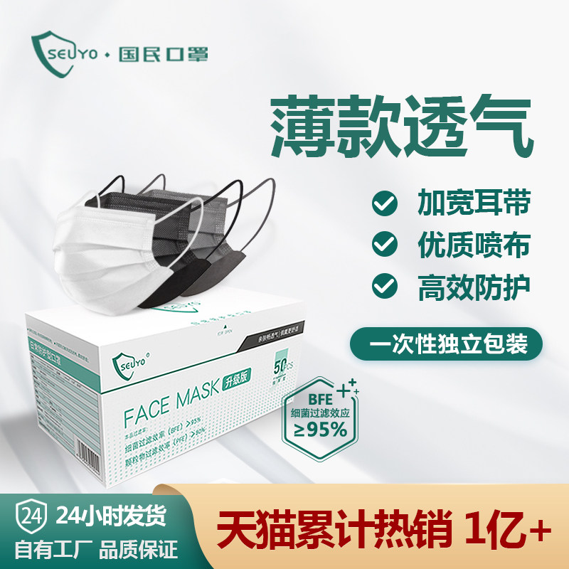 White mask summer thin section breathable female high value disposable male trendy adult new fashion version dustproof three-layer