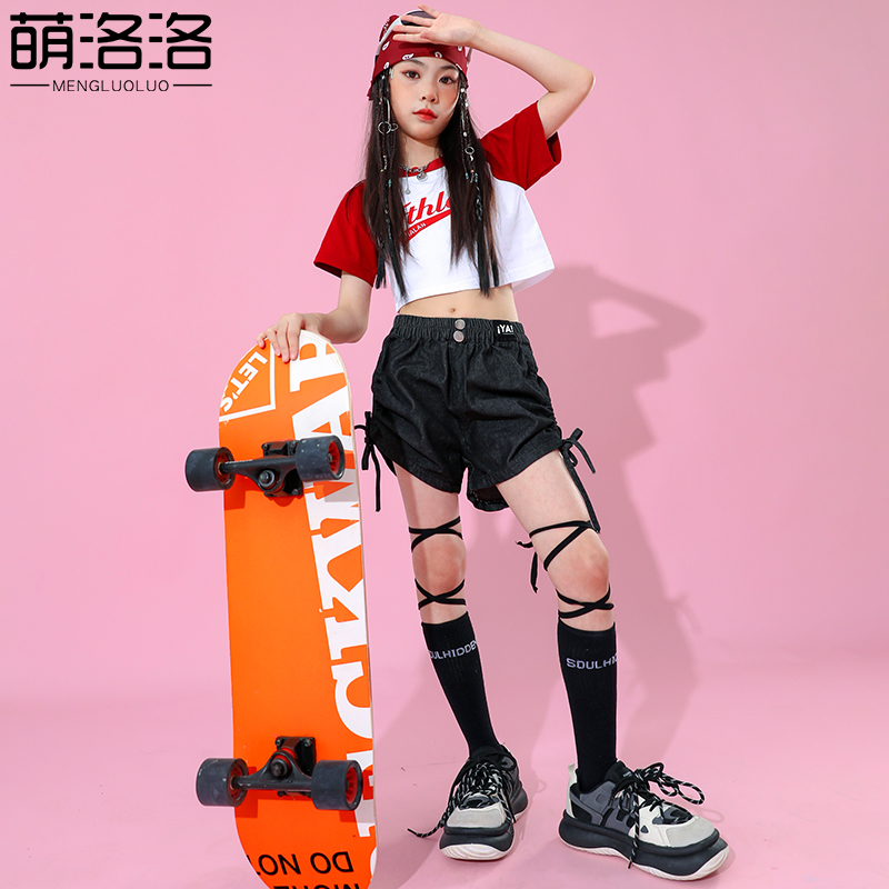 Children's jazz dance to serve less pediatrics street dance girl clothes hip hop suit hiphop walk show costumes-Taobao