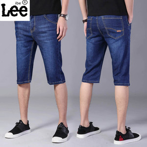 Lee夏季男士薄款弹力七分牛仔短裤