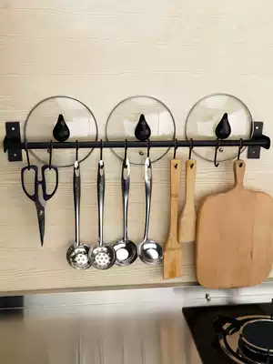 Punch-free black stainless steel hook rack kitchen multi-function wall hook powder room bathroom rack rack rack rack