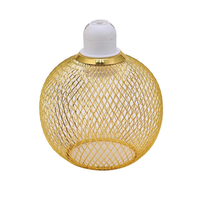 European and American Popular Iron Mesh Spherical Drum-Shaped Straight Cut Out Lighting Restaurant Home Chandelier Lampshade Shell