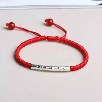 Pure silver woven red rope hand male and female students must pass the exam