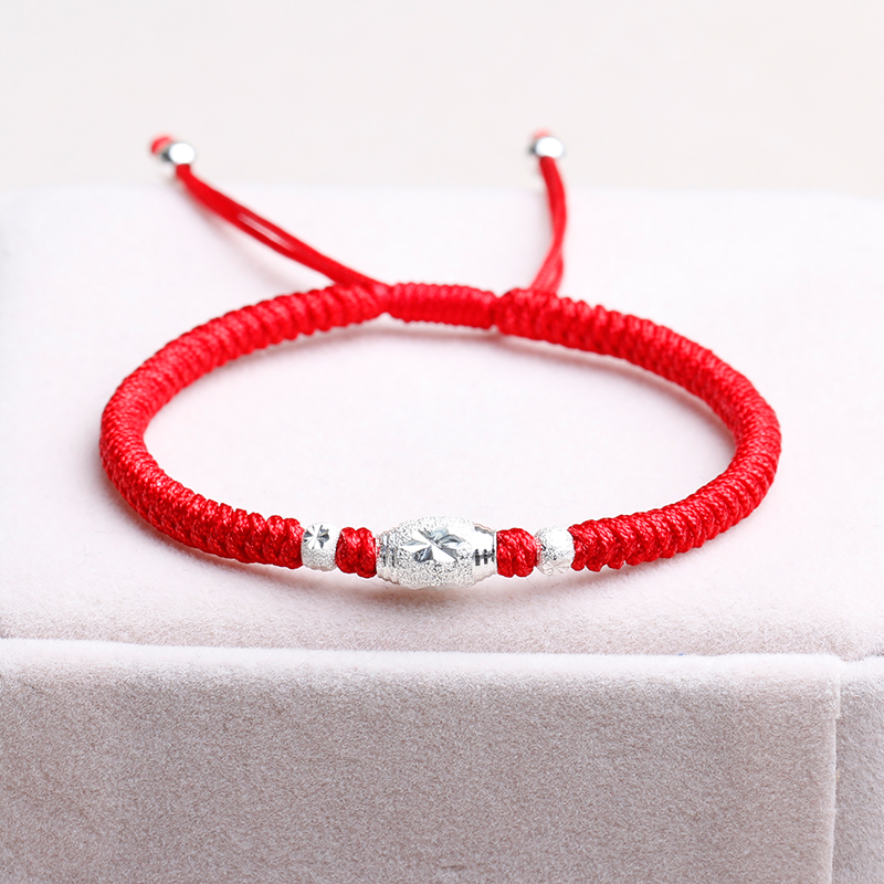 Sterling silver body guard hand female hand woven red rope foot man simple couple hand rope safety jewelry