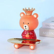 Tray ornaments home decorations door entrance key storage animal bear living room door light luxury shoe cabinet
