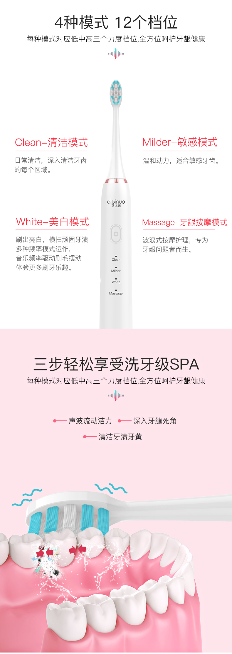 艾比诺 成人电动牙刷 图1